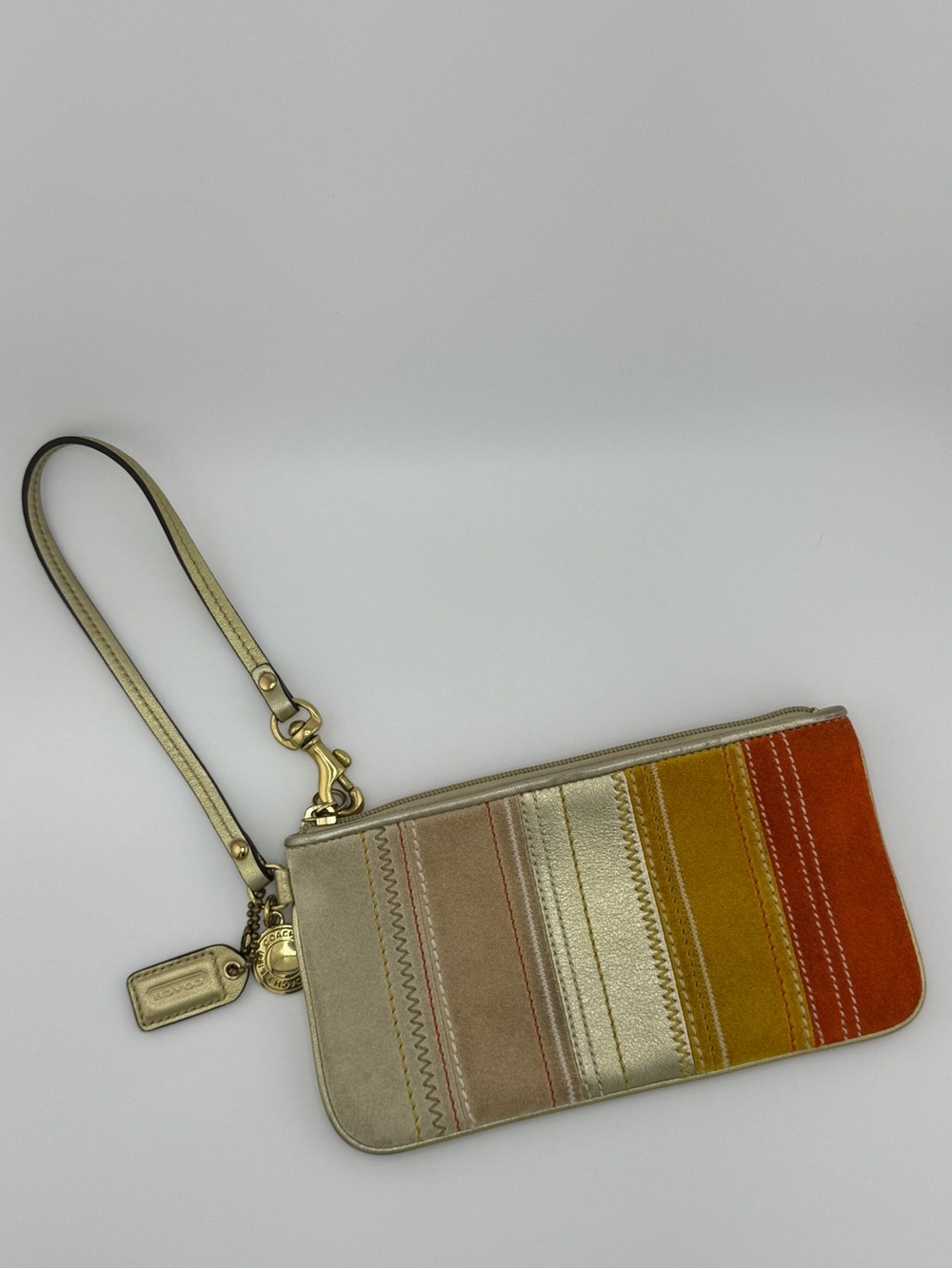 Coach Striped Suede Wristlet in Multicolor Coach